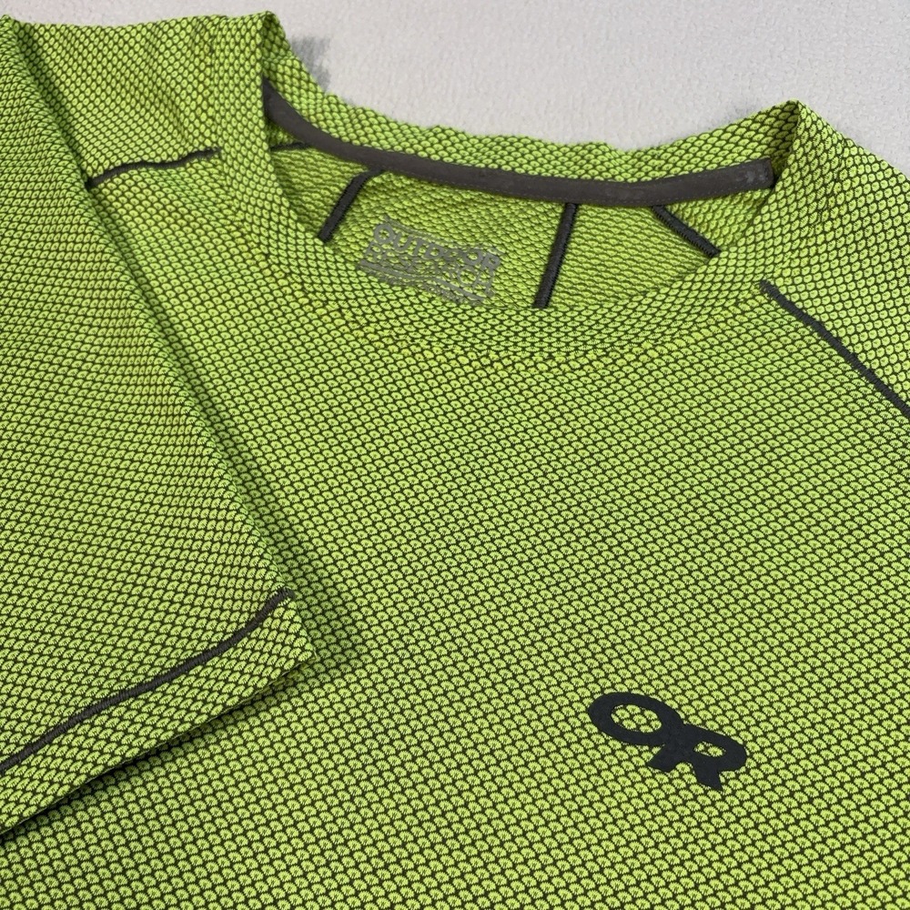 Outdoor Research Lightweight Gauge T-Shirt Men's M Neon Green Geometric Polartec
